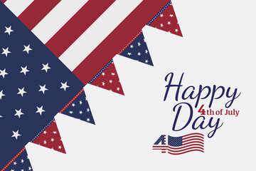 Celebrate Happy 4th of July - Independence Day. Congratulatory banner with combination of fonts. Flat vector illustration EPS 10