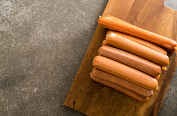 sausage on wood board