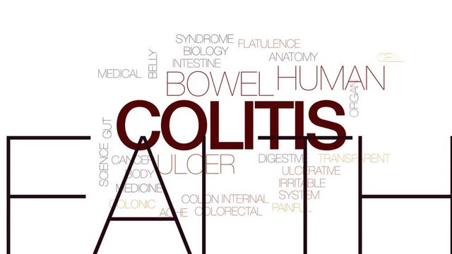 Colitis crisis animated word cloud, text design animation. Kinetic typography.