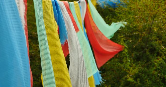 4k prayer flag on lhasa mountain,tibet.