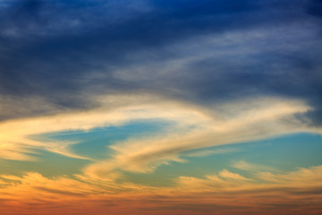 Unreal colors of clouds at sunset