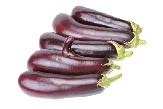 Group of aubergine with finger