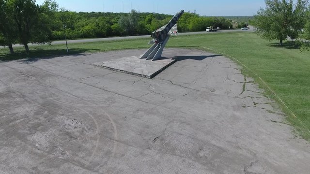 Poltavskaya village, Russia - May 22, 2016: Monument to the fighter aircraft