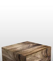 Product display stand made from wood with white copy space on top for adding content or design or replace your background,3d rendering.