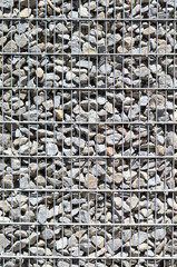 Steel container filled with stones and rocks