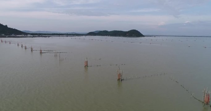 Aerial View of Fishering Farm at Yoh Island, Songkhla, Thailand