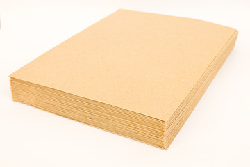 stack of brown paper on white background