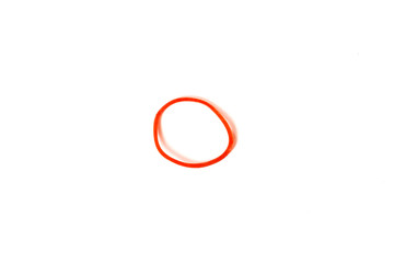 red elastic rubber band for tie on white background