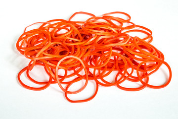 red elastic rubber band for tie on white background