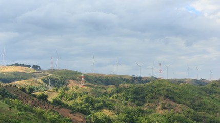 Wind turbines on mountain