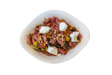 Antipasti beet pasta and feta cheese