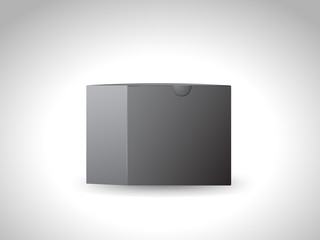 Black box on silver background. 3d realistic vector illustration.