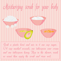 recipe of moisturising    body scrub vector illustration