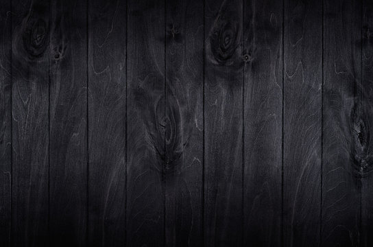 Fototapeta Noir elegance black wooden board background. Wood texture.