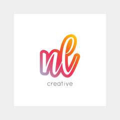 NL logo, vector. Useful as branding, app icon, alphabet combination, clip-art.
