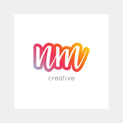 NM logo, vector. Useful as branding, app icon, alphabet combination, clip-art.
