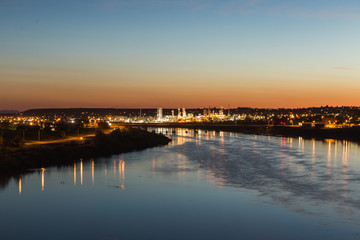 Fototapeta na wymiar City Lights Over the Missouri River