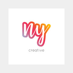 NY logo, vector. Useful as branding, app icon, alphabet combination, clip-art.