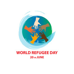 Fototapeta na wymiar World refugee day on june 20th 