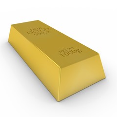 Gold Bar on White Background 3D Illustration