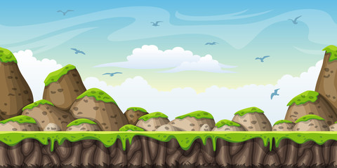 Seamless cartoon nature background. Vector illustration with separate layers. © GabiWolf