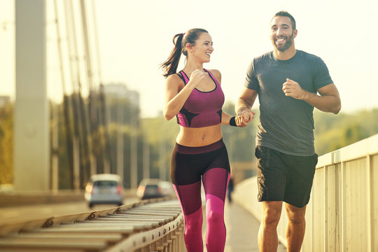 Happy Couple Exercising