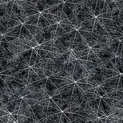 Black and white skeleton leaves seamless background.