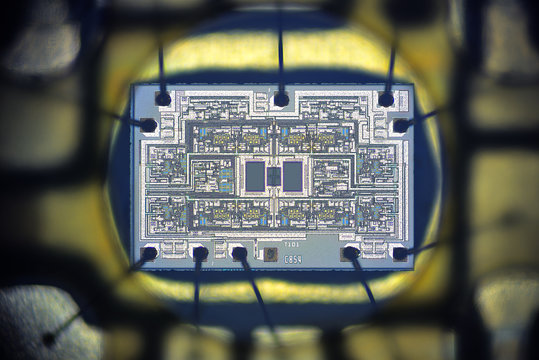 Extreme close up of silicon micro chip