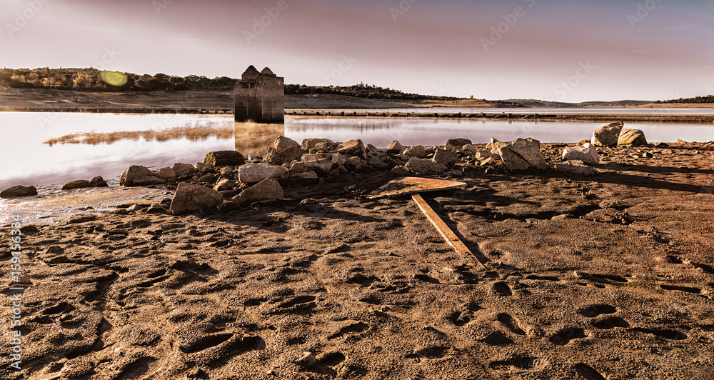 Wall mural extreme drought in the valmayor reservoir