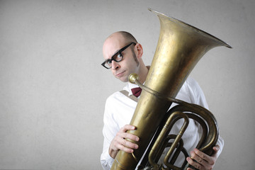 Musician playing the trumpet