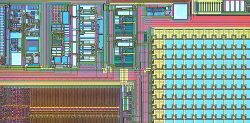 Extreme close up of silicon micro chip