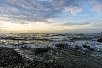 Sunrise, dawn on the beach of beauty