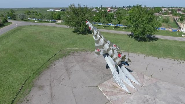 Poltavskaya village, Russia - May 22, 2016: Monument to the fighter aircraft