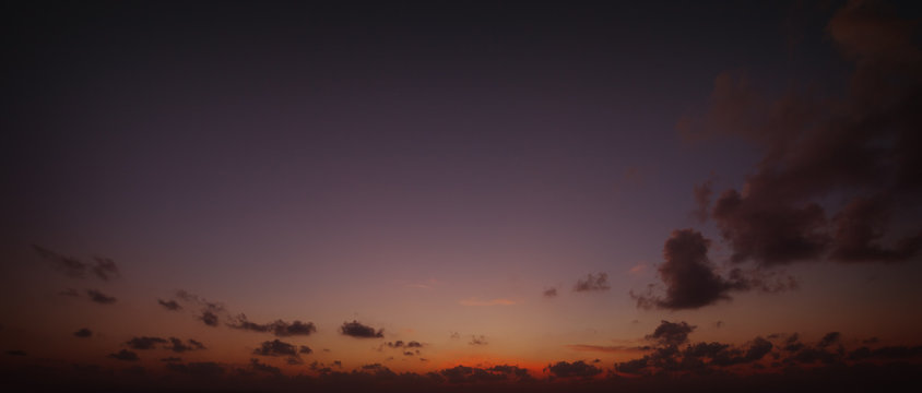 Panorama of evening sky above the horizon