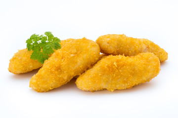 Nugget chiken on the white background.