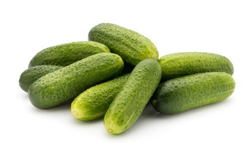 Eco cucumber on white background. Fresh vegetables.