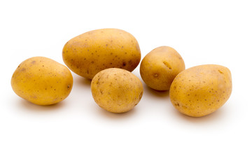 Raw potato isolated on white background.