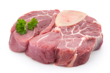 Veal steak isolated on the white background.