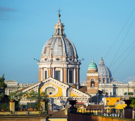 Naklejka premium San Carlo al Corso dome view from piazza di Spagna in Rome, Italy
