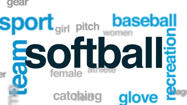 Softball animated word cloud, text design animation.