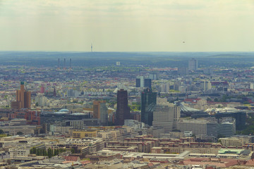 Aerial view of Berlin skyline with colorful buildings