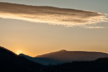 Sunset in the mountain landscape