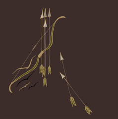 Bow with arrows in the shape of birds
