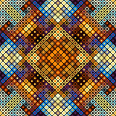 Seamless background. Geometric abstract pattern in low poly pixel art style.