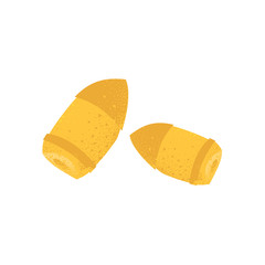 Cartoon style grunge western pistol bullet isolated vector illustration on white