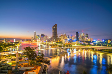Brisbane city skyline and Brisbane river at twilight