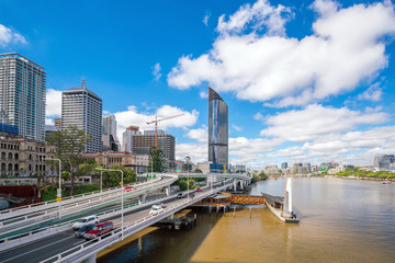 Brisbane city skyline and Brisbane river