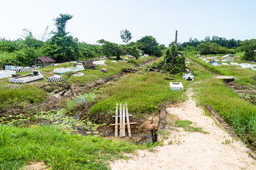 Fototapeta na wymiar Cemetery in surinamese countryside