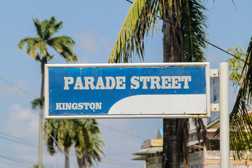 Fototapeta premium Parade Street name sign in Georgetown, Guayana