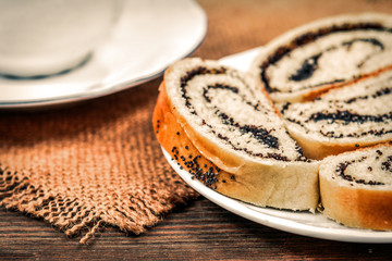 Homemade pastries, roll with poppy seeds